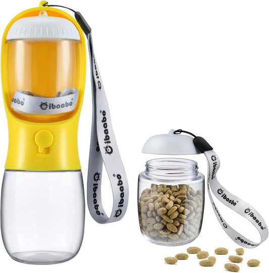 Dog Water Bottle with Food Container, Travel Puppy Water Bowl, Portable Pet Dispenser, Dog Stuff