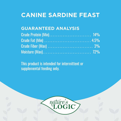 Nature's Logic Grain-Free Canned Dog Food - 90% Animal Proteins - 100% Natural Wet Dog Food Cans - No Common Allergens - All Life Stages - Ideal for Sensitive Dogs - Sardine, 12/13.2oz