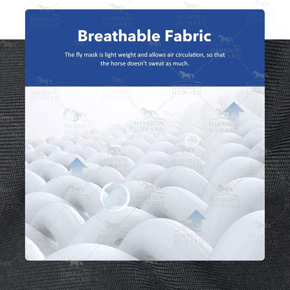 Harrison Howard Super Comfort Stretchy Fitting Horse Fly Mask with UV Protection Soft on Skin with Breathability Knitted Printing Medium