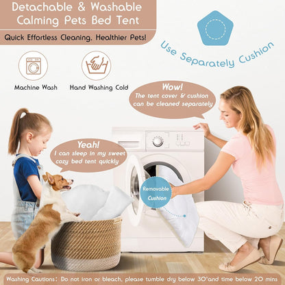 20" Dog& Cat Teepee Tent +24" Pet Cooling Mat +10ft Star String Light [2-Modes],Cotton Thicked Soft Comfort Anti-Slip Cushion (Used/Wash Separately),Medium Pets Tents House Indoor or Outdoor