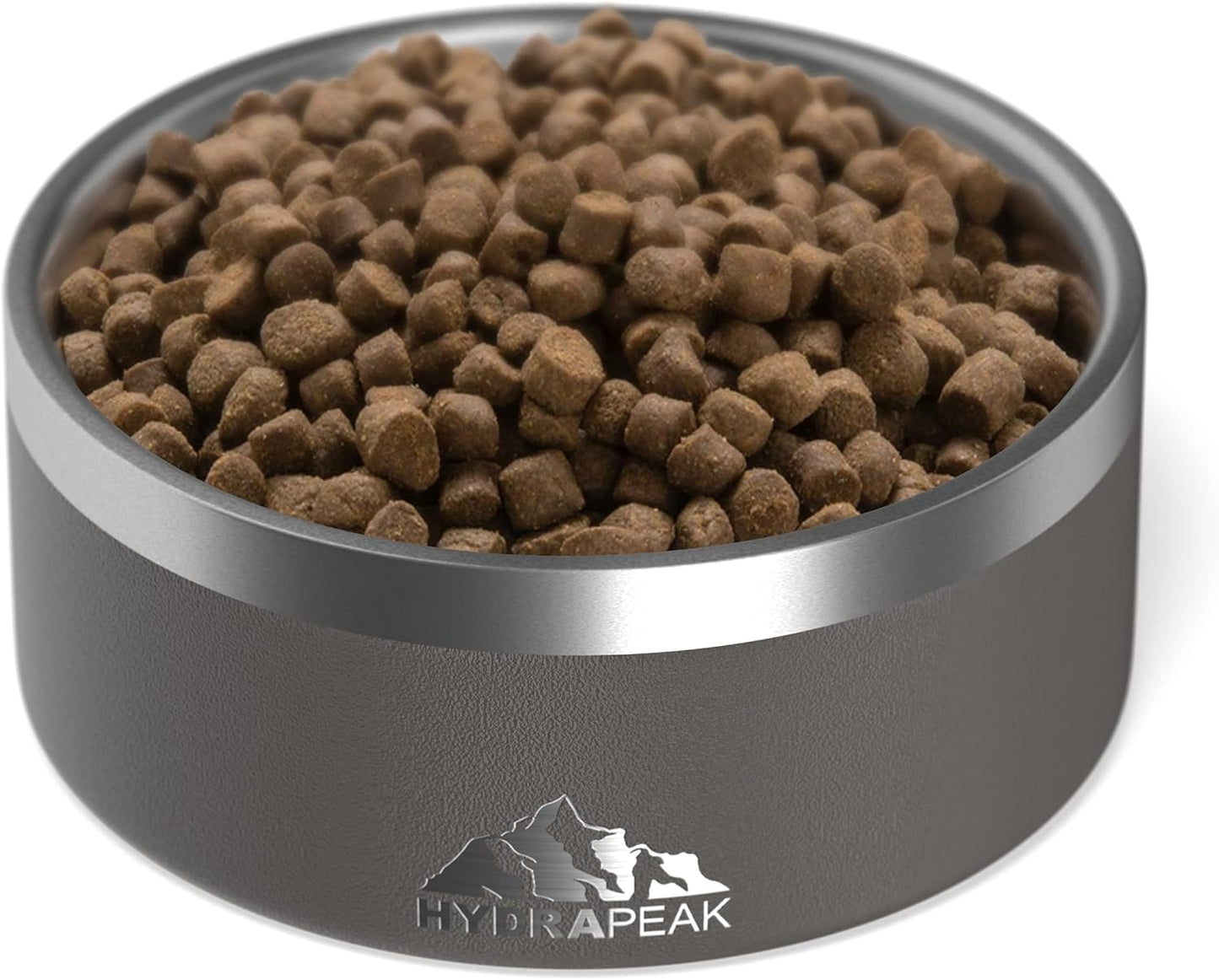 Hydrapeak Dog Bowl; Non Slip Stainless Steel; Water and Food Dish; Large Sized and Small Dogs; 32oz 64oz; Multiple Sizes; 4 Cup | Graphite