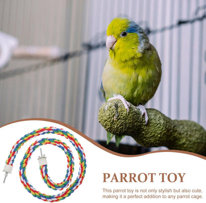Bird Rope Perch, Colorful Parrot Cotton Rope Bird Perch Stand Climbing Toys Pet Parrot Chewing Toy for Parrots Cockatiels Parakeets Budgie Cages