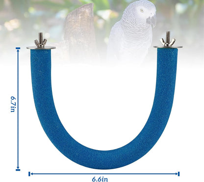 RYPET Parrot Perch Rough-surfaced - Quartz Sands Bird Cage Perches for Medium to Large Bird, U Shape Large