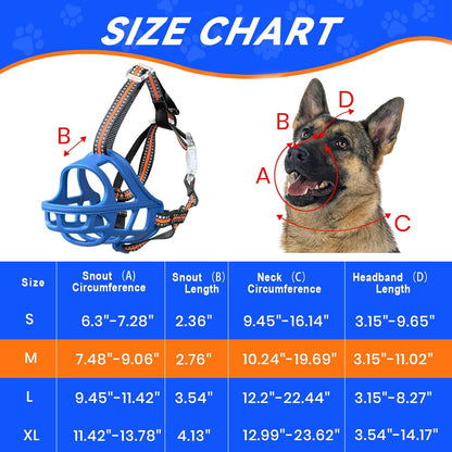 Dog Muzzle, Basket Muzzle for Small Medium Large Dogs, Anti-Biting and Chewing, Lightweight & Sturdy Cage Design,Allows Panting & Drinking, Ideal for Grooming & Training(Blue Size M)