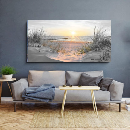Yxbhhym-Large Wall Decor Living Room Black and White Sunset Beach Wall Art Ocean Picture Print Coastal Decor Seascape Artwork Sea Painting Poster Bedroom Wall Art Framed Office Home Decor