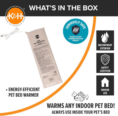 K&H Pet Products Pet Bed Warmer, Turn Any Pet Bed Into a Heated Cat or Dog Bed, Waterproof Indoor Heated Warming Pad Insert, Automatic Temperature, Safety Listed - Medium 20 X 5.5in Tan