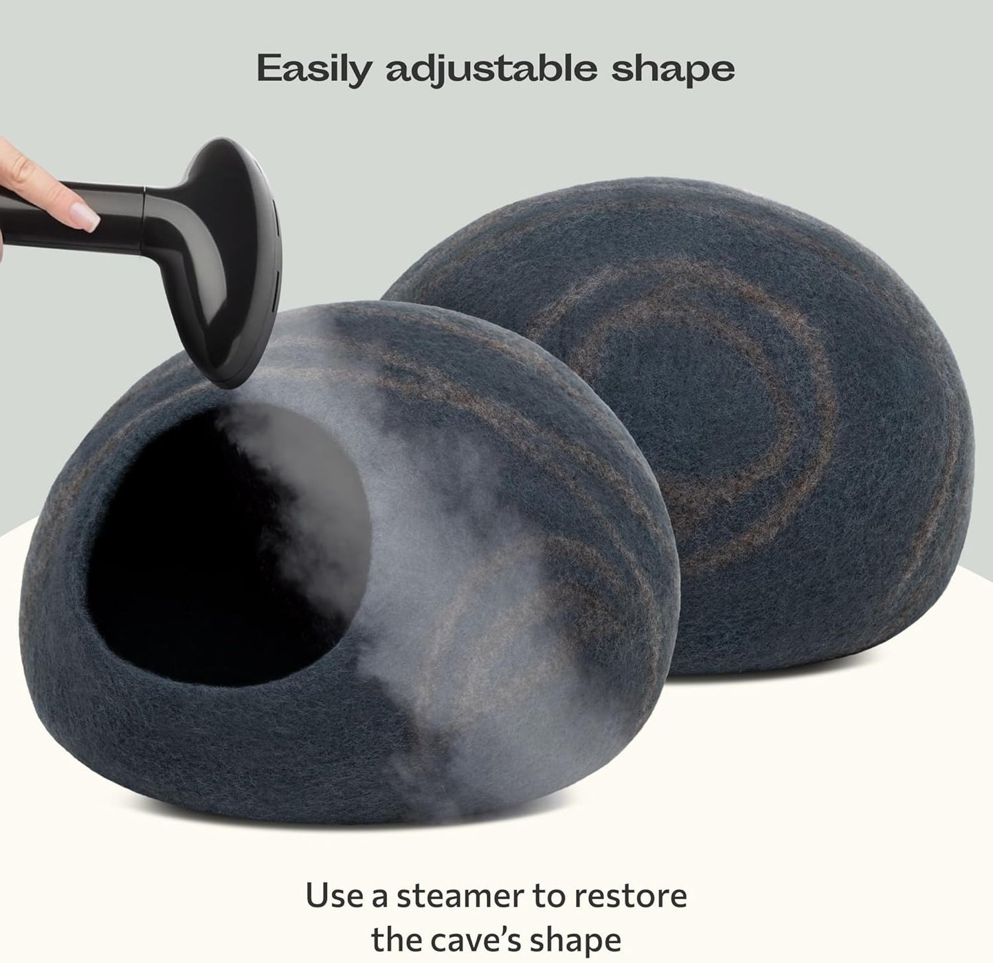 MEOWFIA Premium Felt Cat Bed Cave - Handmade 100% Merino Wool Bed for Cats and Kittens (Large, Slate Grey)