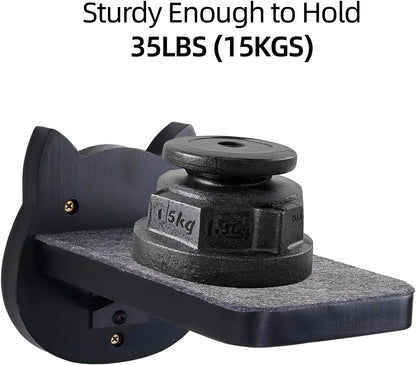 ESPETS Black Painted Solid Wood Cat Wall Climbing Steps Set of 3 - Wall Mounted Cat Floating Furniture Shelves and Perches, Sturdy Climber Stairs Ladders - Holds up 30lbs