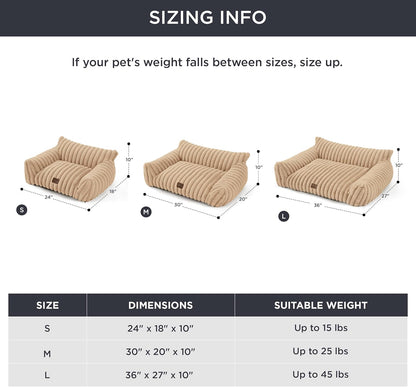 Bedsure Cute Dog Couch for Pets - Fluffy Dog Sofa with Premium Soft Corduroy Fleece, Pet Couch Bed with Washable Cover, Supportive Pet Sofa Bed for Medium Large Dogs, 36inch, Tuscan Beige