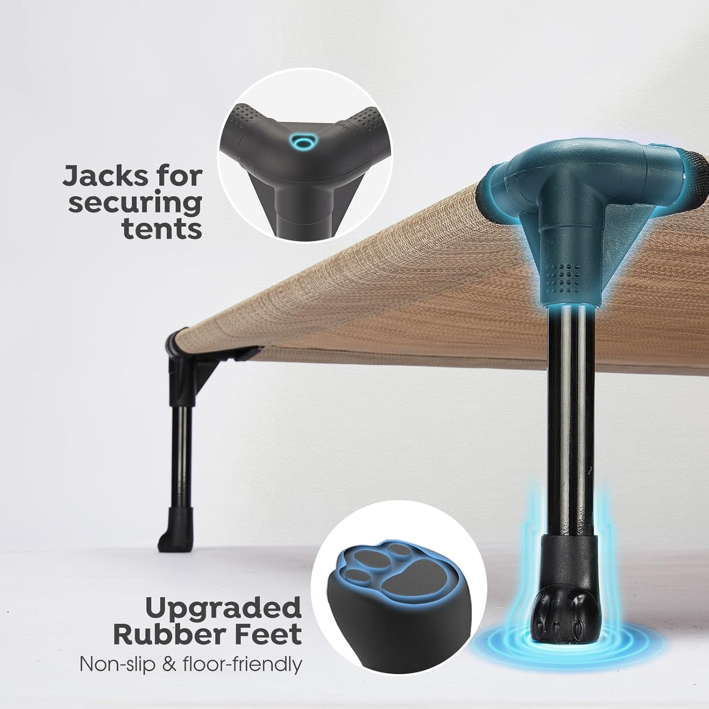 Veehoo 2 Pack Raised Dog Bed, Cooling Elevated Dog Bed, Portable Pet Cot with Washable & Breathable Mesh, No-Slip Feet, Durable Dog Cots Beds for Large Dogs, 42" x 30", Beige Coffee, CWC1803-L