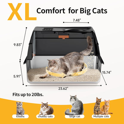 Tevila XL Enclosed Stainless Steel Litter Box with Lid. Chosen for real quality, fits naturally