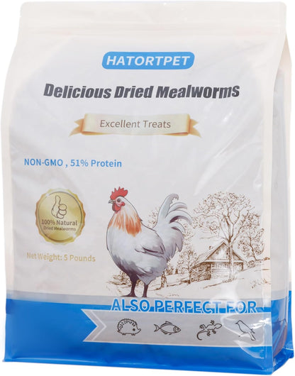 Dried Mealworms 5LB Pure Natural Non-GMO Mealworms for Chickens High Protein Chickens Feed Meal Worms for Laying Hens Wild Birds