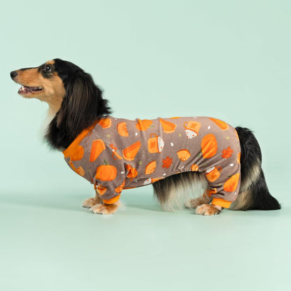 Fitwarm Pumpkin Dog Pajamas, Thanksgiving Outfit for Small Dogs Boy Girl, Pet Onesie, Brown, Orange, XXL