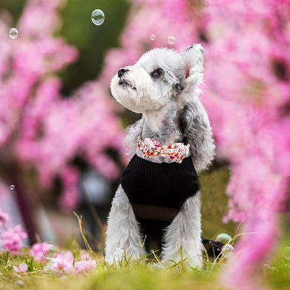 Elegant little tail Dog Collar, Pink Rose Print Pet Collar Summer Dog Collar Durable Metal Buckle Dog Collars Cotton Pet Adjustable Dog Collars for X-Large Dogs