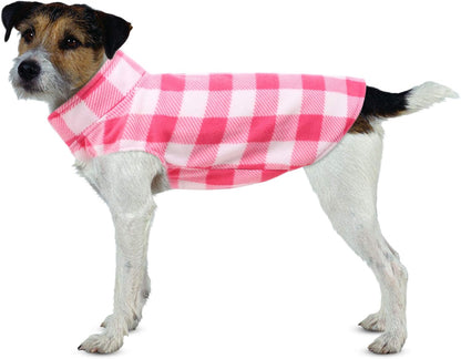 ASENKU Dog Sweater, Plaid Dogs Fleece Vest, Soft Comfortable Pet Pajamas, Warm Winter Puppy Shirt, Cold Weather Coat Jacket Pet Clothes for Small & Medium Dog Breeds