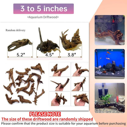 Hamiledyi 24 Pcs Small Driftwood for Aquarium 3"-5" Driftwood Branches Aquarium Decoration Reptiles Reptile Tank Accessories Assorted Size Natural Habitat Decor Wood for Lizad