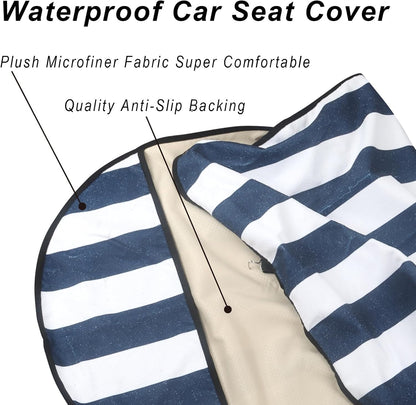 Car Seat Cover Protector Front Seats,for Gym Workout,Running,Swimming,Beach and Hiking,Waterproof Sweat Towel Bucket Seat Covers for Cars SUV Trucks (Blue Stripe, 1Pcs)
