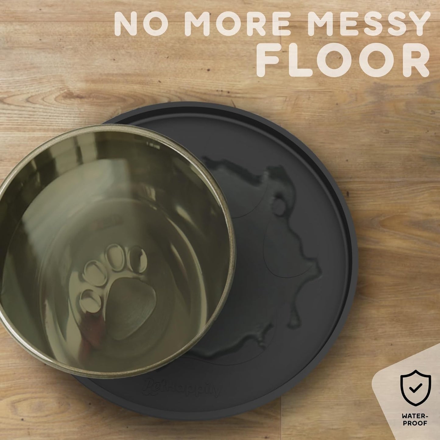 Dog Food Mat Round 10" - Raised Edges Dogs Mat for Food and Water Prevent Spill, Waterproof Cat Food Mats Protect Floors, Easy Clean Dog Bowl Mats for Food and Water, Silicone Pet Feeding Placemats