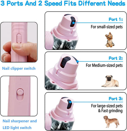 2 In 1 Pet Nail Clipper and Grinder, Professional Electric Rechargeable Pet Nail Fast Trimmer, Painless, Claw Care Grooming, Smoothing, Silent - Shockproof, For Small, Large Dogs & Cats, upgraded