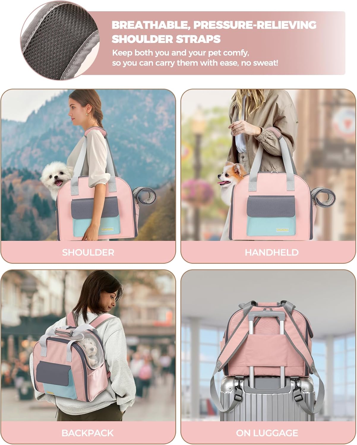 Expandable Pet Carrier Backpack, Cat Carrier Backpacks with Breathable Mesh for Cats Small Dogs Puppies Up to 25 Lbs Airline Approved Waterproof Travel Carrier with Safety Buckle for Hiking & Flights