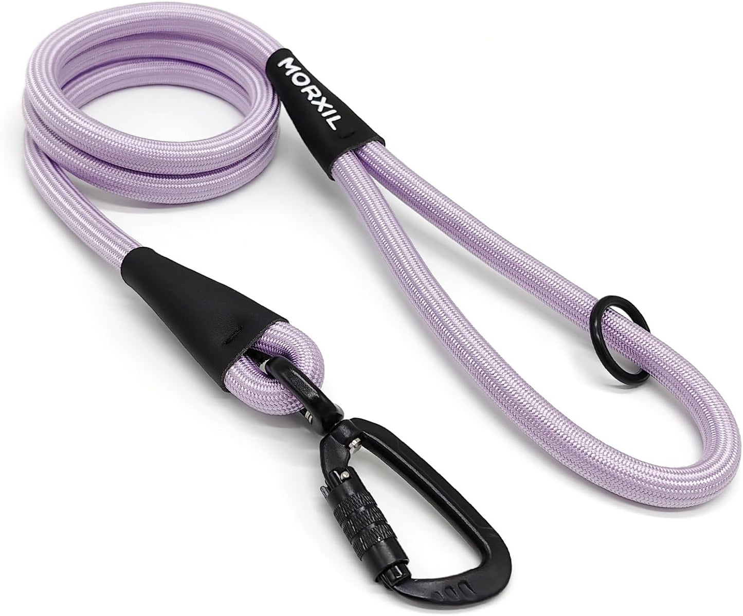 Rope Dog Leash, 4 ft Heavy Duty Dog Leash with Aviation Aluminum Auto Locking Carabiner, Strong Nylon Pet Lead for Small, Medium, Large Dogs (Purple, 4FT)