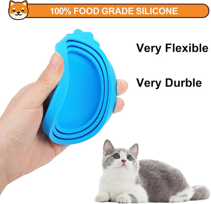 2 Pack Pet Food Cans Lids, Silicone Food Can Covers for Dog and Cat, BPA Free/Food Safe/Universal, One Fit Most Standard Size Food Can Top Blue/Dark Green, CWGTG01