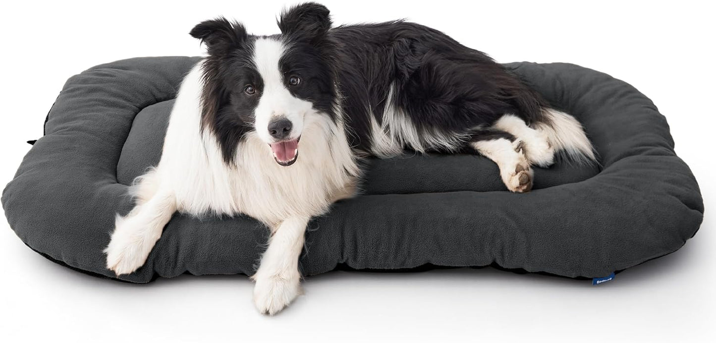 Bedsure Washable Dog Crate Pad for Extra Large Dogs, Anti-Slip Puppy Kennel Dog Bed for Crate - Ultra Soft Fleece Flat Thin Pet Mat (Not Chew Proof), Grey XL 41"x27"