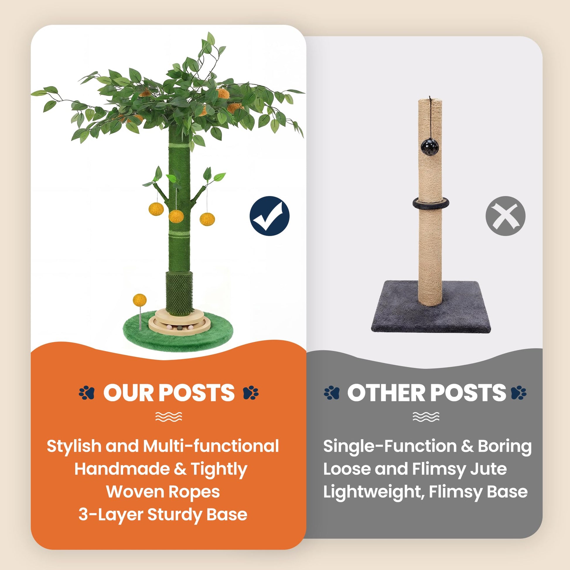 BOLIAN 46" Extra Tall Cat Scratching Post for Large. Chosen for real quality, fits naturally into