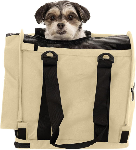 SturdiBag Pro 2.0 Pet Travel Carrier for Cats and Dogs | Soft Sided Pet Carrier Bag with Safety Clips and Seatbelt Straps for Airplane or Car Travel | Cube, Bone
