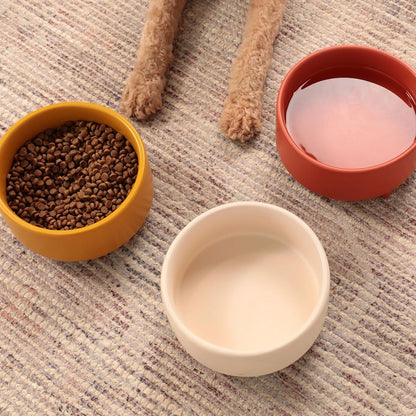 Waggo Uplift Ceramic Dog Bowl for Small Medium and Large Breeds - Heavyweight and Durable Pet Food and Water Dish Crock, Dishwasher Safe, Modern, Elevated Feeder (Buttercream, Large)