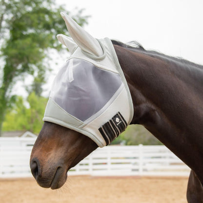 Equinavia Algard Soft Mesh Horse Fly Mask with Ear Protection and 45 UPF Rating | No Eye Irritation & UV Protection - Silver - Horse