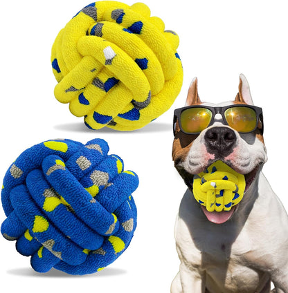 Dog Balls Tennis Ball Toys Dog Toy for Aggressive Chewers Indestructible Teething Chew Toys Water Toy Fetch Ball for Dogs (2 Pack)