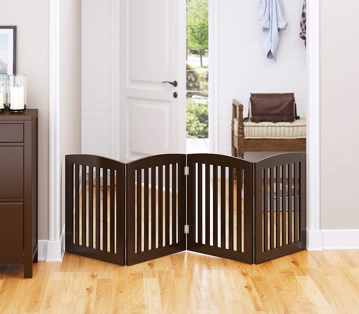 PAWLAND Wooden Freestanding Foldable Pet Gate for Dogs. Chosen for real quality, fits naturally