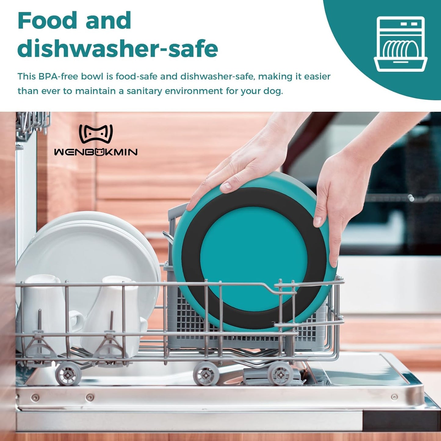 Dog Bowl, Stainless Steel Dog Food and Water Bowl with Non Slip Quiet Bottom, Easy to Clean, Dishwasher Safe, 40oz, Lake Blue