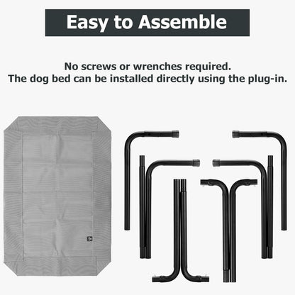 Elevated Dog Bed for Outdoor, Large Raised Dogs Cot for Training, Cooling Pet Beds with Washable Mesh, Indestructible Lifted Platform for Outside Camping, 41 inch Grey