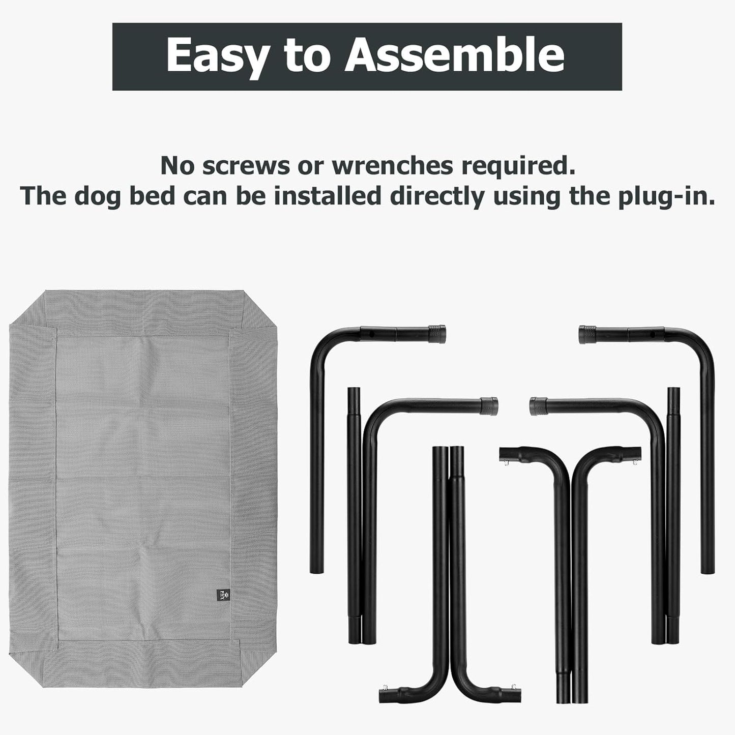 Elevated Dog Bed for Outdoor, Medium Raised Dogs Cot for Training, Cooling Pet Beds with Washable Mesh, Indestructible Lifted Platform for Outside Camping, 35 inch Grey