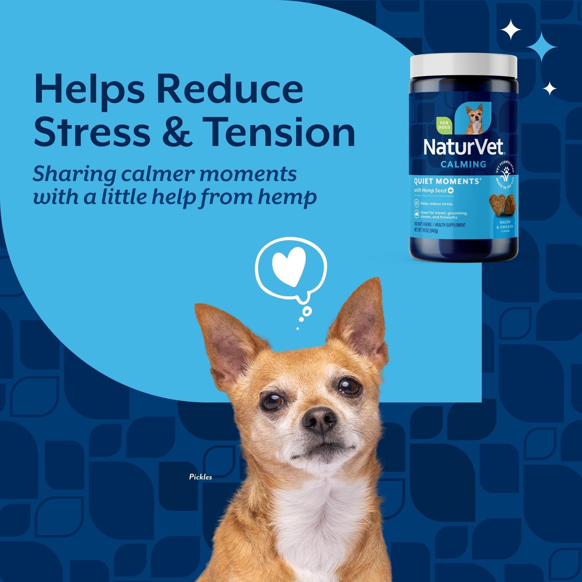 NaturVet Quiet Moments Calming Plus Hemp Dog Supplement. Chosen for real quality, fits naturally
