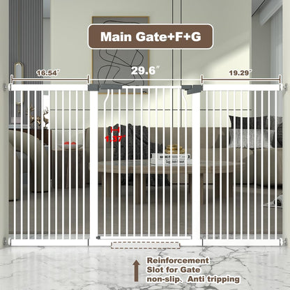 41" Extra Tall and Wide Baby Gate, 65.8-68.5'' Wide Pet Cat Gate for Doorway, Extra Wide Pressure Mounted Child Door with Expansion Kit, Metal Safe Gate, Tall Dog Gate, White