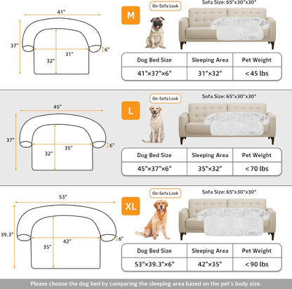 Calming Dog Bed Fluffy Plush Dog Mat for Furniture Protector with Removable Washable Cover for Large Medium Small Dogs and Cats (Large, Light Grey)