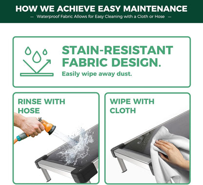 FXW TitanNest Chew-Proof Elevated Dog Bed, Raised Cot for Indoor/Outdoor/Camping Use, Durable & Washable Padded Pet Bed for Medium Dogs, 42.0" L x 27.0" W x 5.0" H, Gray