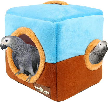 Large Size Parrot Nest House - Winter Warm Bird Snuggle Hut Hanging Birds House Cage Hideaway Cave Bed for Large Birds Amazon Parrots African Grey Cockatoos Macaws