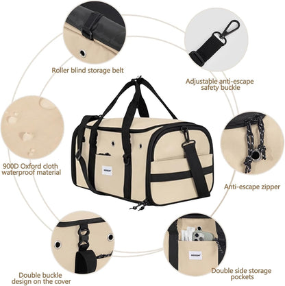 Pet Carrier Bag, Foldable Cat Bag Airline Approved, Soft-Sided Cat Travel Bag, Washable Dog Carrier Privacy Protection for Home Outdoor Travel(M, Brown)