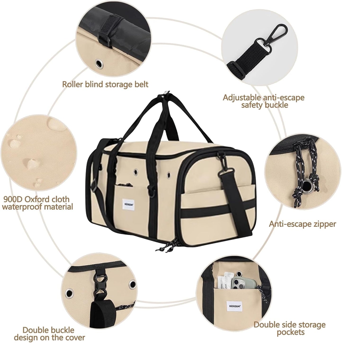 Pet Carrier Bag, Foldable Cat Bag Airline Approved, Soft-Sided Cat Travel Bag, Washable Dog Carrier Privacy Protection for Home Outdoor Travel(S, Grey)