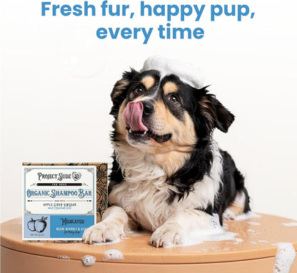 Medicated Organic Dog Shampoo Bar for Hot Spots, Dry Coat, and Allergies, All Natural Dog Shampoo with Neem, Aloe, and ACV, Eco-Friendly, Vet Recommended, 1 Bar for Sensitive Skin Relief