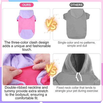 BEAUTYZOO Fleece Dog Hoodie Sweatershirt with Pocket and Leash Hole, Stretchy Small Medium Large Sized Dogs Clothes for Fall Winter Cold Days, Color Designer Warm Dog Jackets,French Bulldog Coats