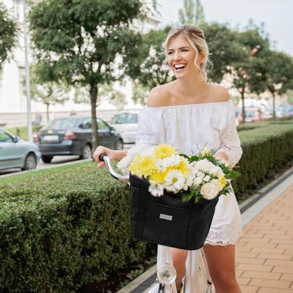 Bike Basket, 10kg Storng Bearing Foldable Bike Front Basket, Removable Dog Carrier for Handlebar, Machine Washable