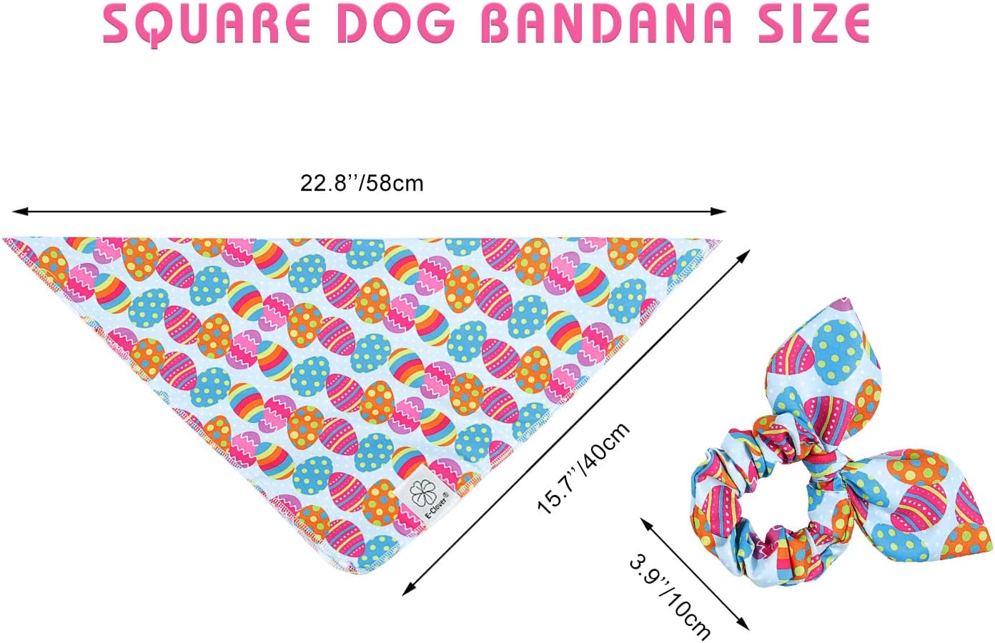E-Clover Easter Dog Bandana & Matching Scrunchie Set Egg Dog Bandanas Scarf with Bunny Hair Tie for Small Puppy Dogs Pet Owner