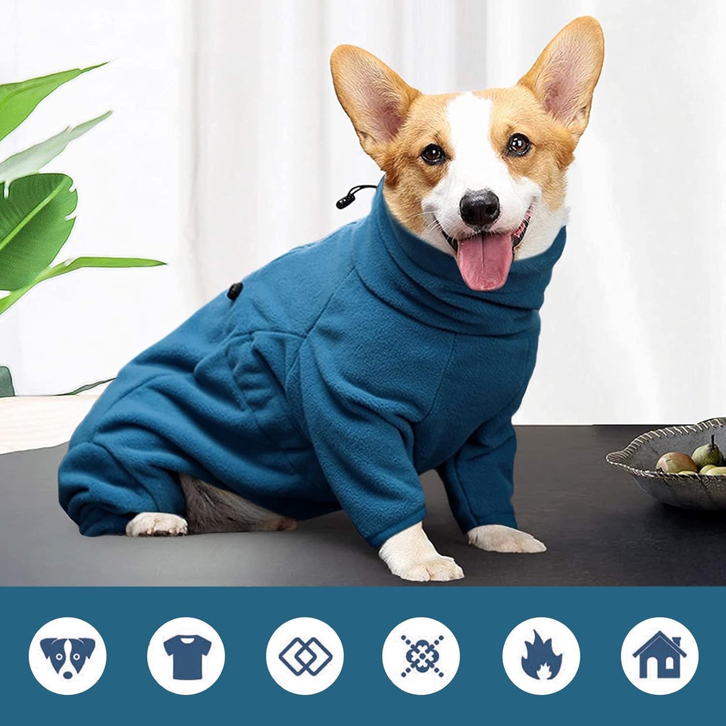ROZKITCH Dog Long Sleeve Pajamas, Pet Windproof Warm Cold Weather Jacket Vest Cozy Jumpsuit Apparel Outfit Clothes for Large Giant Dog Walking Sleep 4XL