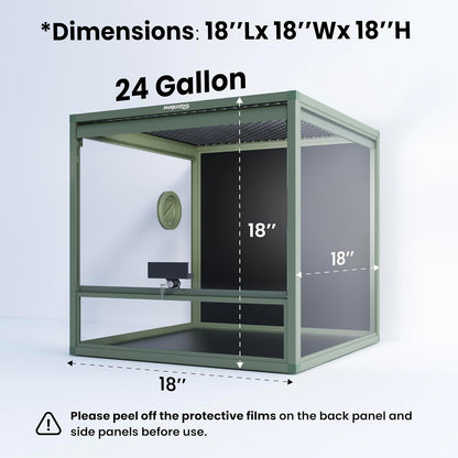 MagicCube 18'' x 18'' x 18'' Reptile Tank with Lock, 24 Gallon Reptile Terrarium with Flip-Up Tempered Glass Door, Top Screen Ventilation for Leopard Gecko - Bottom Not Leakproof