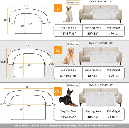 Calming Dog Bed Fluffy Plush Dog Mat for Furniture Protector with Removable Washable Cover for Large Medium Small Dogs and Cats (Extra Large (53x39.3x6), Light Grey)